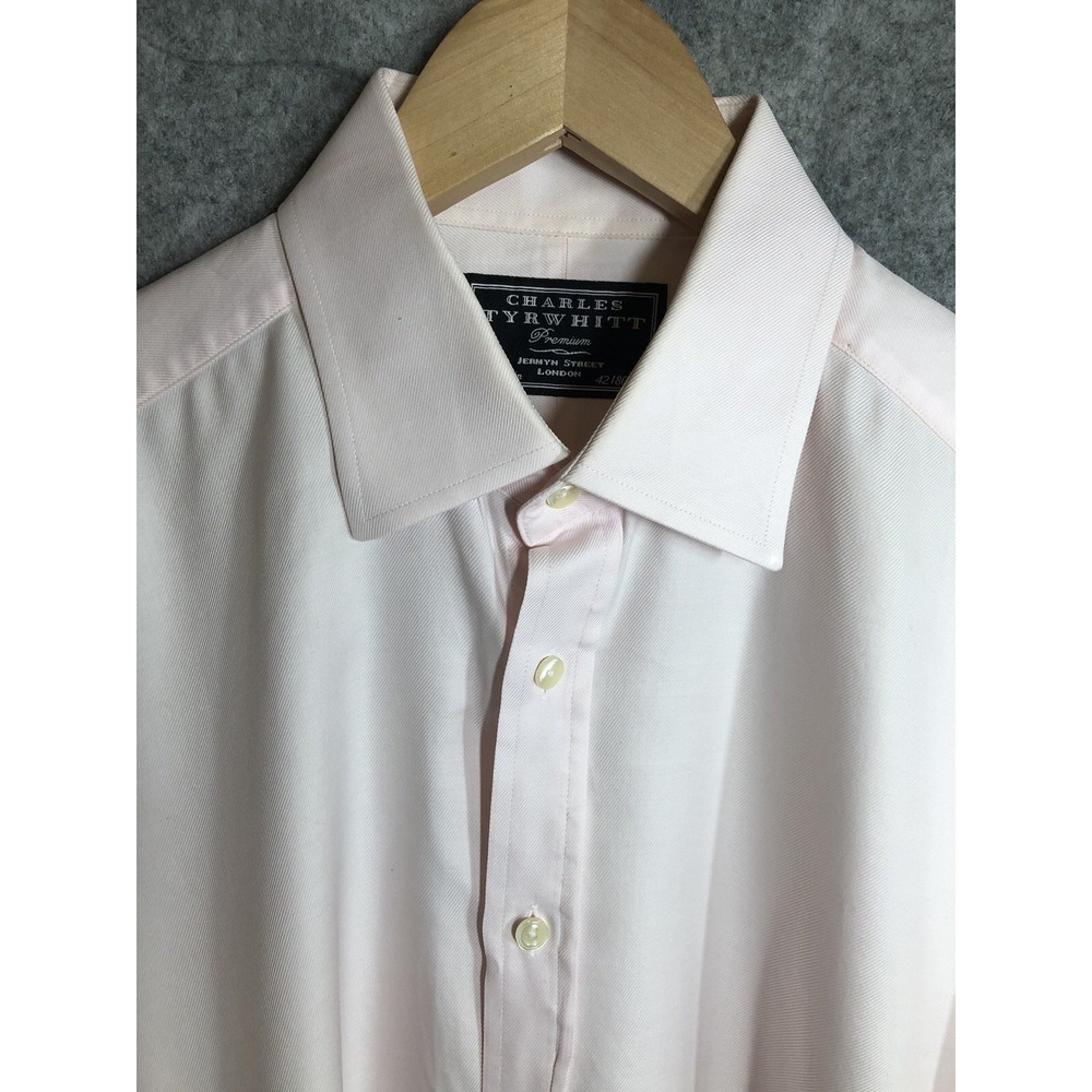 Charles Tyrwhitt Dress Shirt Mens 16.5 34 Pink Premium Career Classic